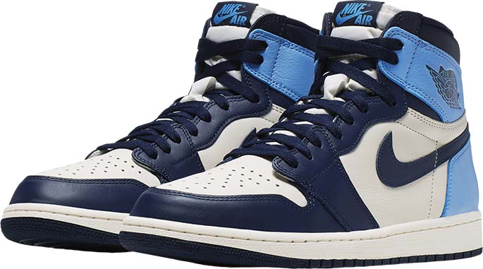 a pair of blue Jordan sneakers