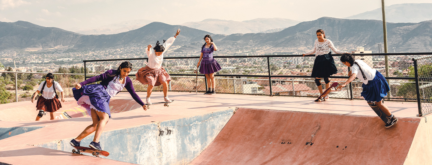 Photo of skaters at a skatepark